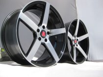 NEW 19" AXE EX18 DEEP CONCAVE ALLOY WHEELS IN GLOSS BLACK WITH POLISHED FACE, DEEP DISH, WIDER 9.5" REAR 44/40