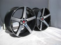 NEW 19" AXE EX18 DEEP CONCAVE ALLOY WHEELS IN GLOSS BLACK WITH POLISHED FACE, DEEP DISH, WIDER 9.5" REAR 44/40