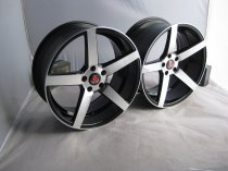 NEW 19" AXE EX18 DEEP CONCAVE ALLOY WHEELS IN GLOSS BLACK WITH POLISHED FACE, DEEP DISH, WIDER 9.5" REAR 44/40