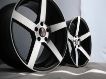 NEW 19" AXE EX18 DEEP CONCAVE ALLOY WHEELS IN GLOSS BLACK WITH POLISHED FACE, DEEP DISH, WIDER 9.5" REAR 44/40