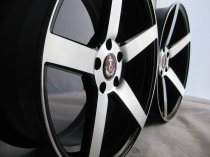 NEW 19" AXE EX18 DEEP CONCAVE ALLOY WHEELS IN GLOSS BLACK WITH POLISHED FACE, DEEP DISH, WIDER 9.5" REAR 44/40