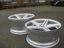 NEW 20" AXE EX14 DEEP CONCAVE ALLOY WHEELS IN SILVER WITH POLISHED FACE AND LIP, WIDER 10.5" REARS et40/42