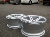 NEW 20" AXE EX14 DEEP CONCAVE ALLOY WHEELS IN SILVER WITH POLISHED FACE AND LIP, WIDER 10.5" REARS et40/42