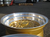NEW 17 INCH DARE DR RS ALLOY WHEELS IN GOLD WITH CHROME RIVETS AND VERY DEEP DISH 10" REAR OPTION 5x120/112