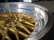 NEW 17 INCH DARE DR RS ALLOY WHEELS IN GOLD WITH CHROME RIVETS AND VERY DEEP DISH 10" REAR OPTION 5x120/112
