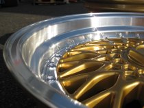 NEW 17 INCH DARE DR RS ALLOY WHEELS IN GOLD WITH CHROME RIVETS AND VERY DEEP DISH 10" REAR OPTION 5x120/112