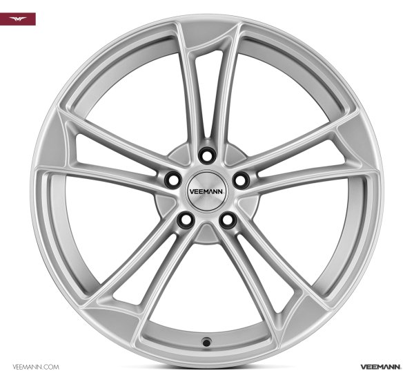 NEW 19 INCH VEEMANN VM1 QUATTRO RS ALLOY WHEELS IN MATT SILVER WITH MATT POLISHED EDGE 5x112