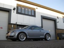 NEW 17 INCH DARE DR RS ALLOY WHEELS IN SILVER WITH GOLD RIVETS, DEEPER DISH 8.5" REAR OPTION 5X120/100