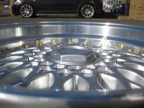 NEW 17 INCH DARE DR RS ALLOY WHEELS IN SILVER WITH POLISHED DISH AND GOLD RIVETS, DEEPER 8.5" REAR 4x100/108