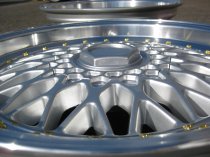 NEW 17 INCH DARE DR RS ALLOY WHEELS IN SILVER WITH POLISHED DISH AND GOLD RIVETS, DEEPER 8.5" REAR 4x100/108