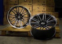 NEW 19 INCH LENSO OP7 ALLOY WHEELS IN GLOSS BLACK WITH POLISHED FACE AND DEEPER CONCAVE 9.5" REARS 5x120