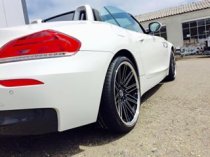 NEW 19 INCH LENSO OP7 ALLOY WHEELS IN GLOSS BLACK WITH POLISHED FACE AND DEEPER CONCAVE 9.5" REARS 5x120