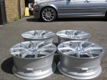 NEW 19 INCH OEMS FS17 ALLOY WHEELS IN SILVER WITH POLISHED FACE AND DEEPER CONCAVE 9.5" REAR 5x112