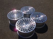 NEW 18 INCH WATERCOOOLED INDUSTRIES WCI MT10 ALLOY WHEELS IN SILVER WITH POLISHED FACE, EXTREME CONCAVE 9.5" REARS 5x100