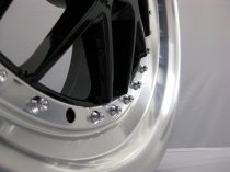 NEW 18 INCH LRN BLITZ ALLOY WHEELS IN GLOSS BLACK WITH POLISHED STEPPED DISH, DEEPER 9" REAR 5x120