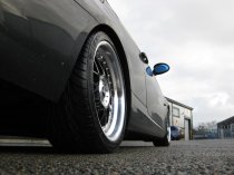 NEW 18 INCH LRN BLITZ ALLOY WHEELS IN GLOSS BLACK WITH POLISHED STEPPED DISH, DEEPER 9" REAR 5x120