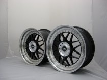 NEW 18 INCH LRN BLITZ ALLOY WHEELS IN GLOSS BLACK WITH POLISHED STEPPED DISH, DEEPER 9" REAR 5x120