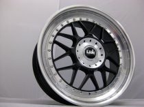 NEW 18 INCH LRN BLITZ ALLOY WHEELS IN GLOSS BLACK WITH POLISHED STEPPED DISH, DEEPER 9" REAR 5x120
