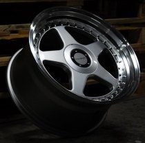 NEW 18 INCH DARE DR F5 ALLOY WHEELS IN SILVER WITH POLISHED DISH, WIDER 9.5" REAR OPTION 5x112/120