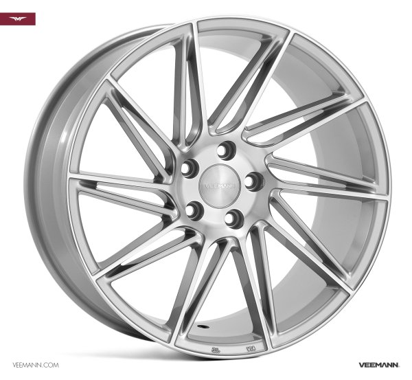 NEW 19" VEEMANN V-FS26 DIRECTIONAL ALLOY WHEELS IN SILVER POLISHED WITH CONCAVE 9.5" REARS