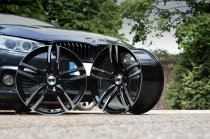 NEW 19 INCH DRC DMF 437 ALLOY WHEELS IN BLACK WITH POLISHED FACE AND DEEPER CONCAVE 9.5" REAR OPTION 5x120