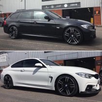 NEW 19 INCH DRC DMF 437 ALLOY WHEELS IN BLACK WITH POLISHED FACE AND DEEPER CONCAVE 9.5" REAR OPTION 5x120