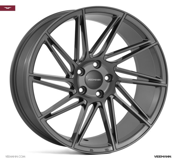 NEW 19 INCH VEEMANN V-FS26 DIRECTIONAL ALLOY WHEELS IN GLOSS GUNMETAL, DEEPER CONCAVE 9.5" REAR ALL ROUND 5x112