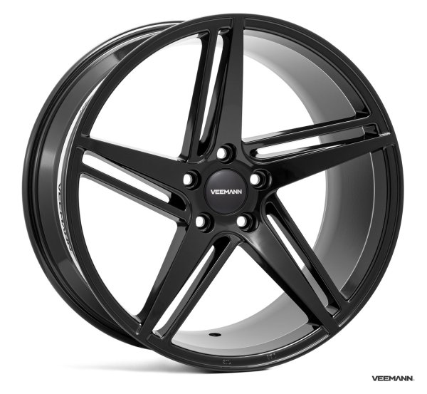 NEW 18 INCH VEEMANN V-FS31 ALLOY WHEELS IN GLOSS BLACK WITH DEEPER CONCAVE 9" REAR OPTION 5x112