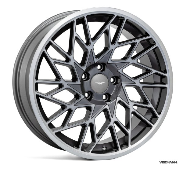 NEW 19 INCH VEEMANN V-FS29R ALLOY WHEELS IN GRAPHITE SMOKE MACHINED WITH DEEPER CONCAVE 9.5" REAR OPTION 5x112