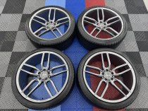 NEW 22 INCH VEEMANN V-FS28 ALLOY WHEELS IN GLOSS GRAPHITE WITH DEEPER CONCAVE 10.5" REARS INCLUDING PART WORN TYRES 5x120