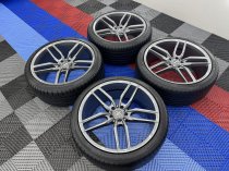 NEW 22 INCH VEEMANN V-FS28 ALLOY WHEELS IN GLOSS GRAPHITE WITH DEEPER CONCAVE 10.5" REARS INCLUDING PART WORN TYRES 5x120
