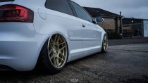 NEW 18 INCH 3SDM 0.09 ALLOY WHEELS IN GLOSS GOLD WITH POLISHED LIP WITH DEEPER CONCAVE 9.5" REAR OPTION 5x112