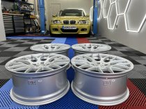 NEW 18 INCH VEEMANN VC359 M359 Y SPOKE ALLOY WHEELS IN QUARTZ SILVER WITH DEEPER CONCAVE 9.5" REARS 5x120