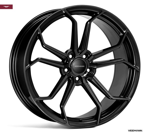 NEW 19 INCH VEEMANN VC632 ALLOY WHEELS IN GLOSS BLACK WITH DEEPER CONCAVE 9.5" REAR 5x120