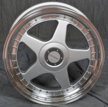 NEW 17 INCH DARE DR F5 ALLOY WHEELS IN SILVER WITH POLISHED DISH, DEEPER 8.5" REAR OPTION 5x100/112
