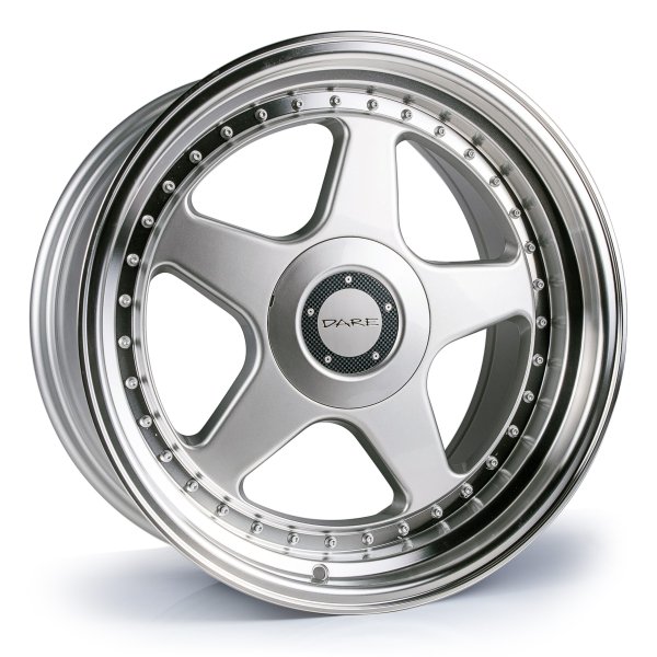 NEW 17" DARE DR-F5 ALLOY WHEELS IN SILVER WITH POLISHED DISH, WIDER 8.5" REAR OPTION 5X100/112