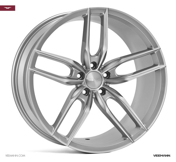 NEW 22" VEEMANN V-FS28 ALLOY WHEELS IN SILVER WITH POLISHED FACE WITH DEEPER CONCAVE 10.5" REARS