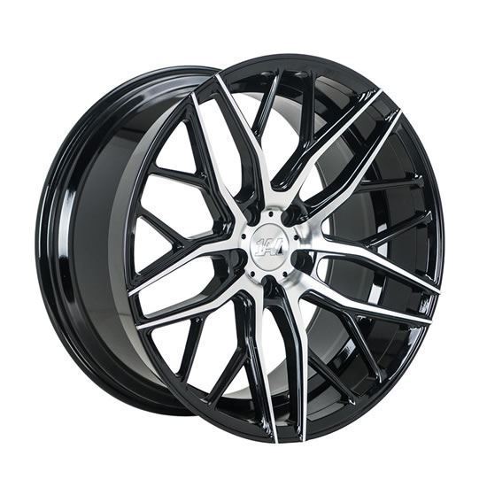 NEW 20" 1AV ZX11 ALLOY WHEELS IN GLOSS BLACK WITH POLISHED FACE DEEPER CONCAVE 10" REARS