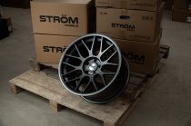 NEW 19 INCH STROM STR2 ALLOY WHEELS IN SATIN GUNMETAL WITH DEEPER CONCAVE 9.5" OR 10" REARS 5x120