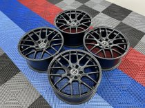 NEW 18 INCH VEEMANN VC359 M359 Y SPOKE ALLOY WHEELS IN SATIN BLACK WITH DEEPER CONCAVE 9.5" REARS 5x120
