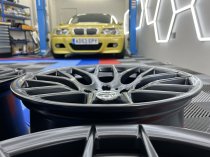 NEW 18 INCH VEEMANN VC359 M359 Y SPOKE ALLOY WHEELS IN SATIN BLACK WITH DEEPER CONCAVE 9.5" REARS 5x120