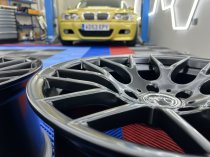 NEW 18 INCH VEEMANN VC359 M359 Y SPOKE ALLOY WHEELS IN SATIN BLACK WITH DEEPER CONCAVE 9.5" REARS 5x120