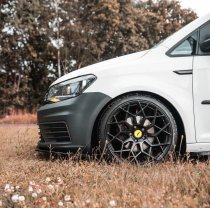 NEW 19 INCH VEEMANN V-FS42 ALLOY WHEELS IN GLOSS BLACK WITH DEEPER CONCAVE 9.5" REAR OPTION 5x112