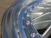 NEW 18 INCH DARE DR RS / OEMS RS ALLOY WHEELS IN SILVER WITH POLISHED DISH AND CHROME RIVETS, DEEPER 9.5" REAR 5x112/100