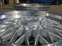 NEW 18" RS STYLE ALLOY WHEELS IN SILVER WITH POLISHED DISH AND CHROME RIVETS, DEEPER 9.5" REAR