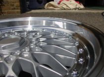 NEW 18" RS STYLE ALLOY WHEELS IN SILVER WITH POLISHED DISH AND CHROME RIVETS, DEEPER 9.5" REAR