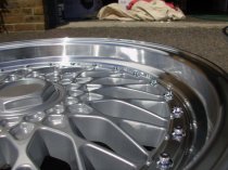 NEW 18 INCH DARE DR RS / OEMS RS ALLOY WHEELS IN SILVER WITH POLISHED DISH AND CHROME RIVETS, DEEPER 9.5" REAR 5x112/100