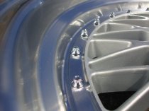 NEW 18 INCH DARE DR RS / OEMS RS ALLOY WHEELS IN SILVER WITH POLISHED DISH AND CHROME RIVETS, DEEPER 9.5" REAR 5x112/100
