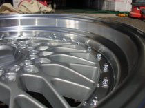 NEW 18" RS STYLE ALLOY WHEELS IN SILVER WITH POLISHED DISH AND CHROME RIVETS, DEEPER 9.5" REAR