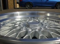 NEW 18 INCH DARE DR RS / OEMS RS ALLOY WHEELS IN SILVER WITH POLISHED DISH AND CHROME RIVETS, DEEPER 9.5" REAR 5x112/100